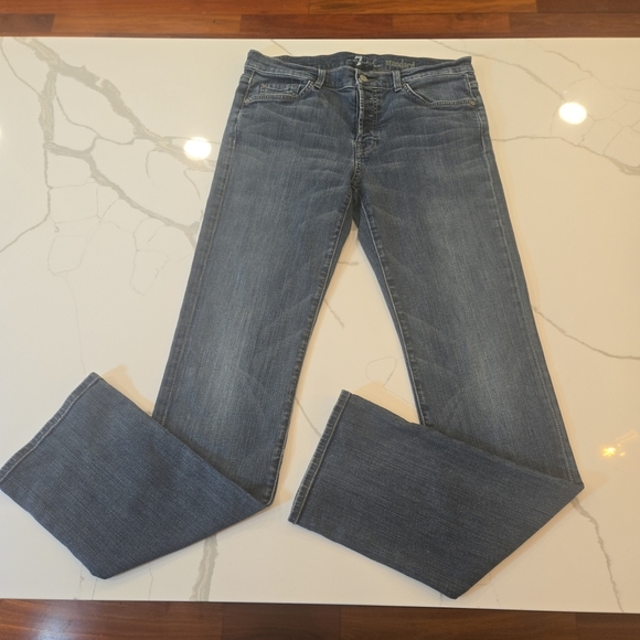 7 For All Mankind Standard Jeans Button Fly Straight Fit Blue Mens Size 33 - Picture 2 of 10